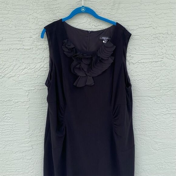 R&M Richards Women's Plus Size 22W Little Black Dress with Ruffle Detail - Picture 3 of 10